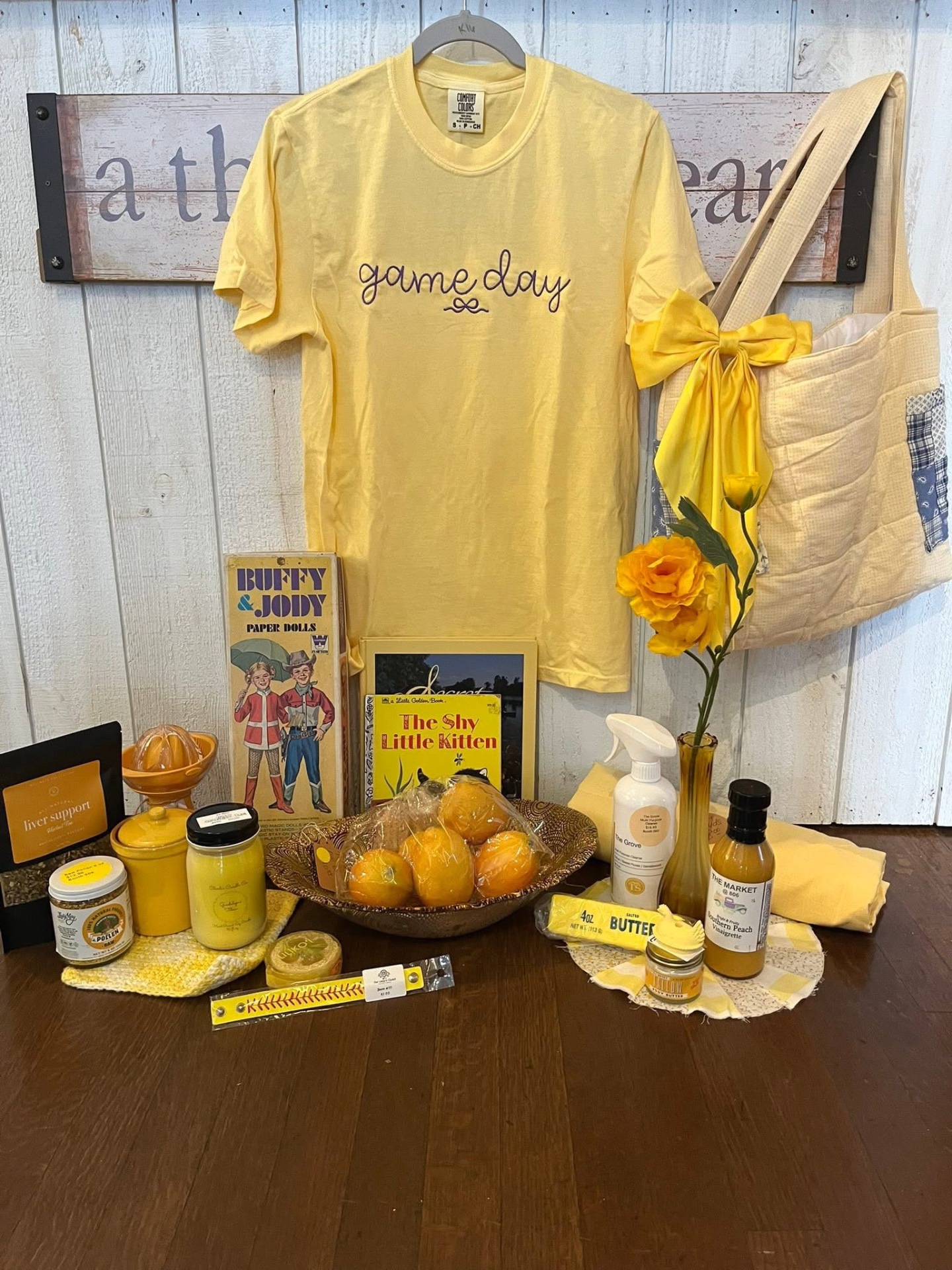 Seasonal game day styled display in yellows
